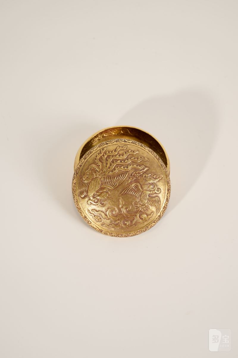 Lot936 明 金双凤纹粉盒 - 图4